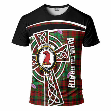 MacNicol (McNicol) Tartan Crest T-Shirt Scottish Thistle Celtic Cross Alba Gu Brath