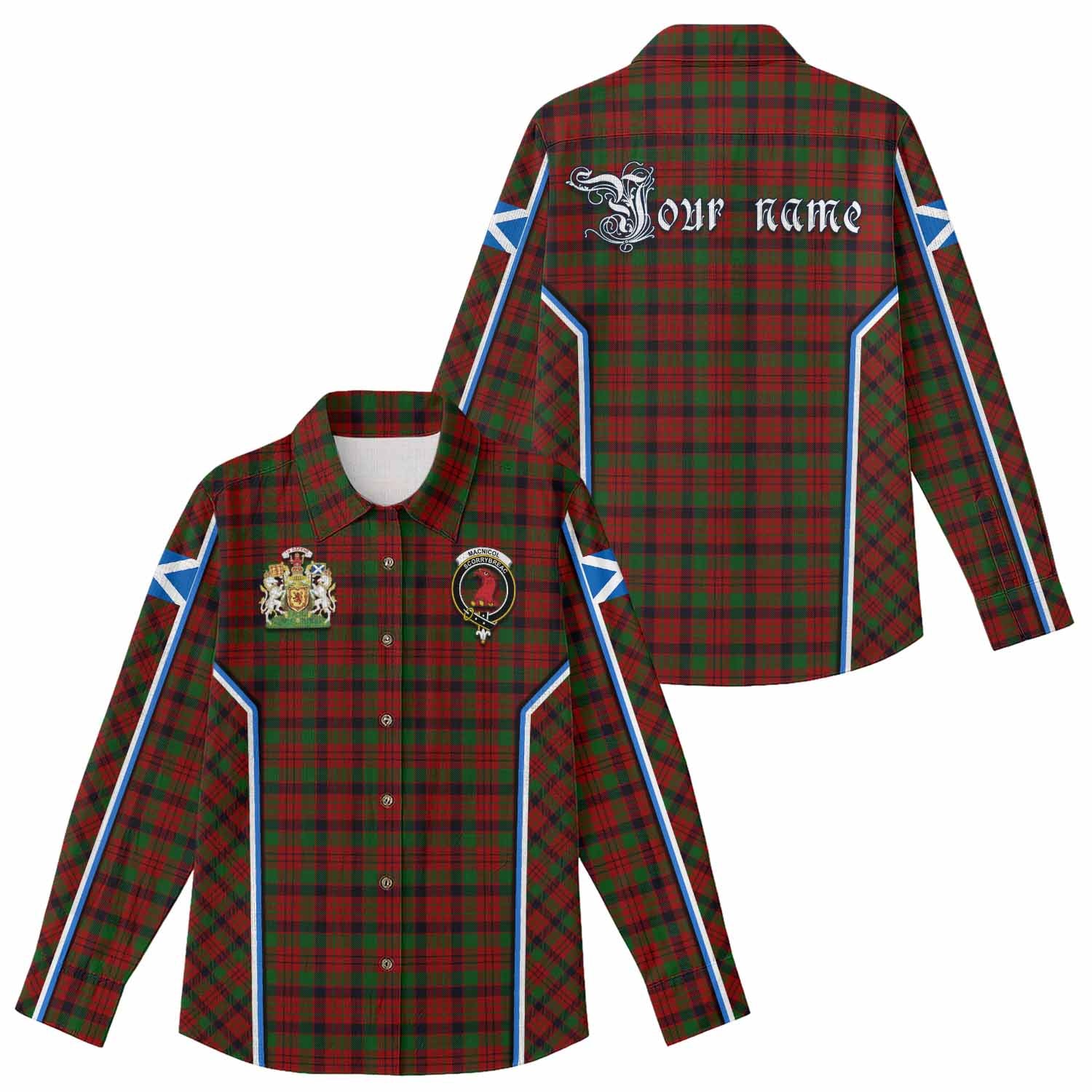 MacNicol (McNicol) Tartan Crest Women Casual Shirt Scotland Coat of Arm Flag Style - Tartan Vibes Clothing