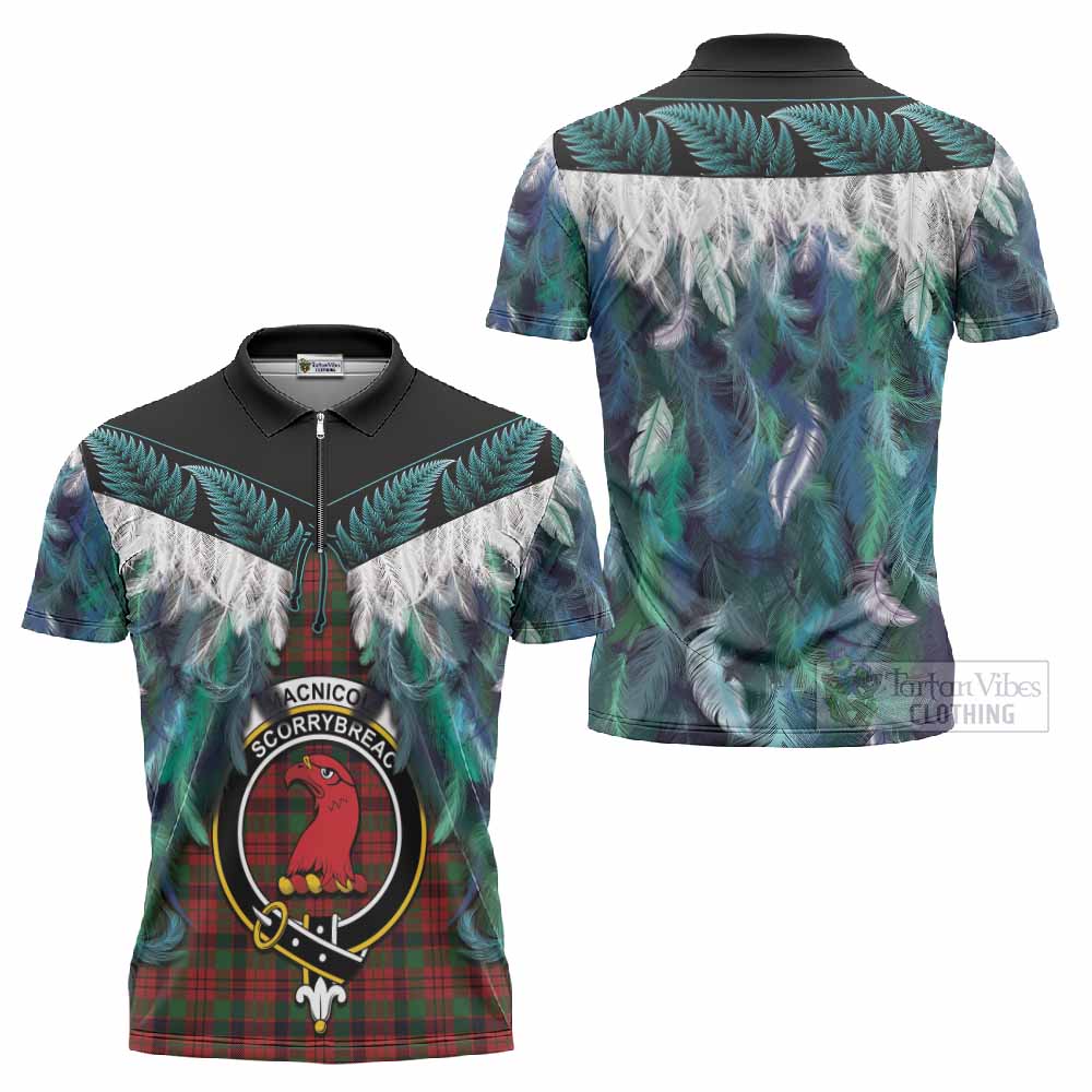 MacNicol (McNicol) Tartan Crest Zipper Polo Shirt New Zealand Maori Korowai Cloak