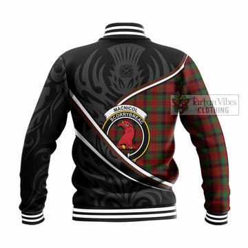 MacNicol (McNicol) Tartan Family Crest Baseball Jacket Celtic Scottish Thistle Floral - Tartan Vibes Clothing