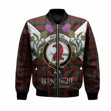 MacNicol (McNicol) Tartan Family Crest Bomber Jacket Scottish Burns Night Thistle Floral