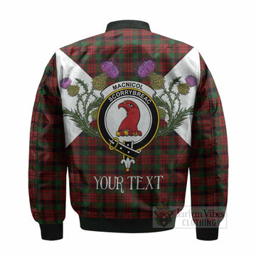 MacNicol (McNicol) Tartan Family Crest Bomber Jacket Scottish Burns Night Thistle Floral