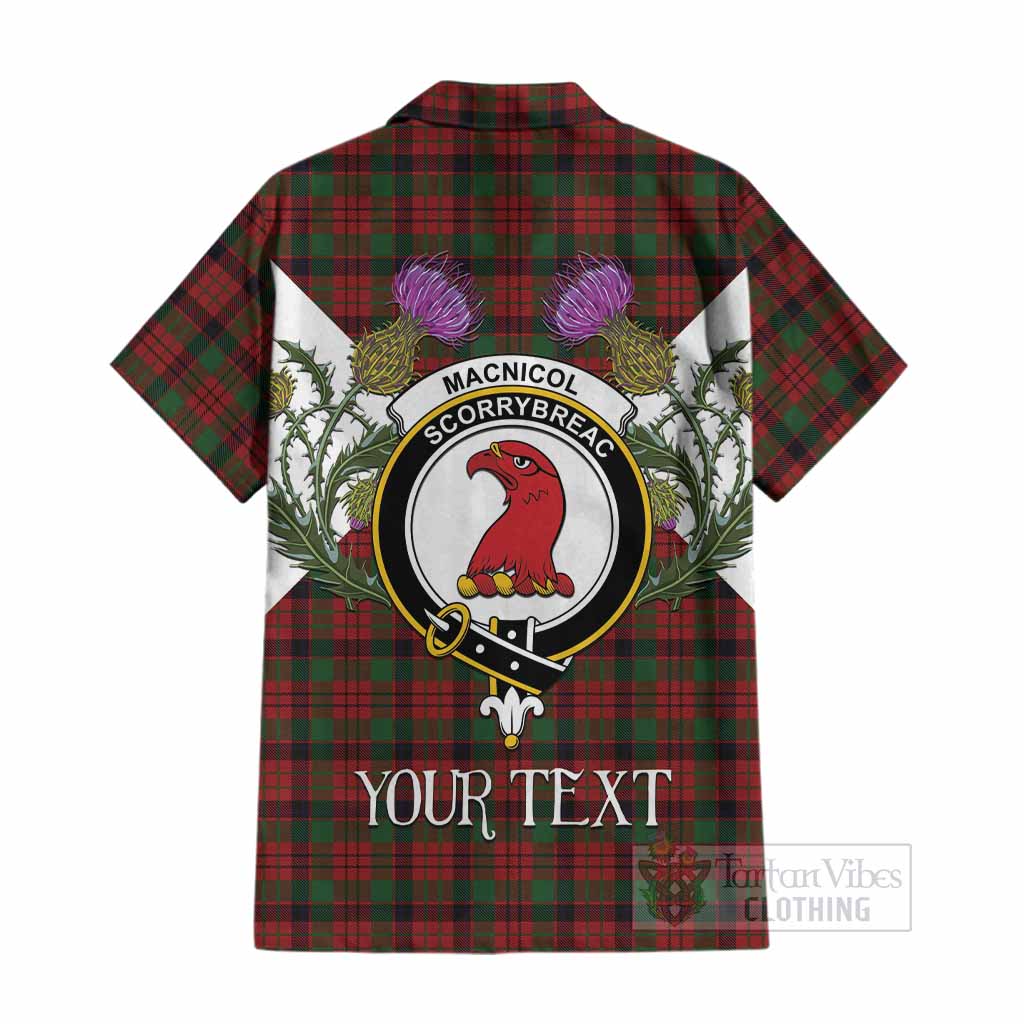 MacNicol (McNicol) Tartan Family Crest Cotton Hawaiian Shirt Scottish Burns Night Thistle Floral