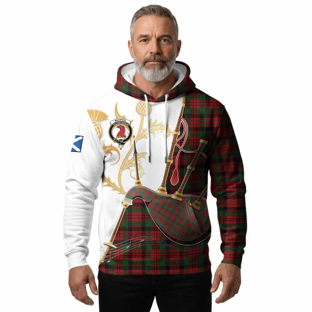 MacNicol (McNicol) Tartan Family Crest Hoodie Bagpipes with Scottish Thistle