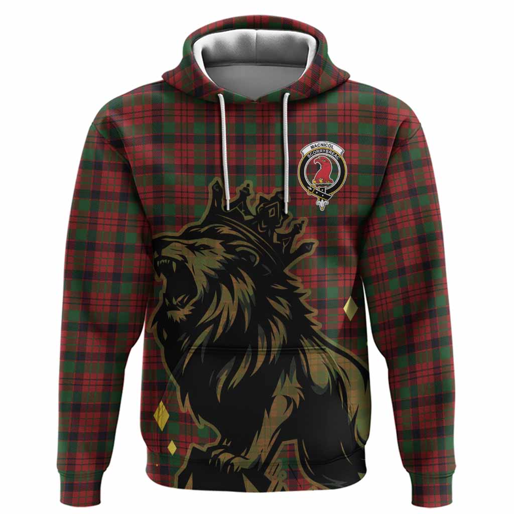 MacNicol (McNicol) Tartan Family Crest Hoodie Crowned Lion Roaring