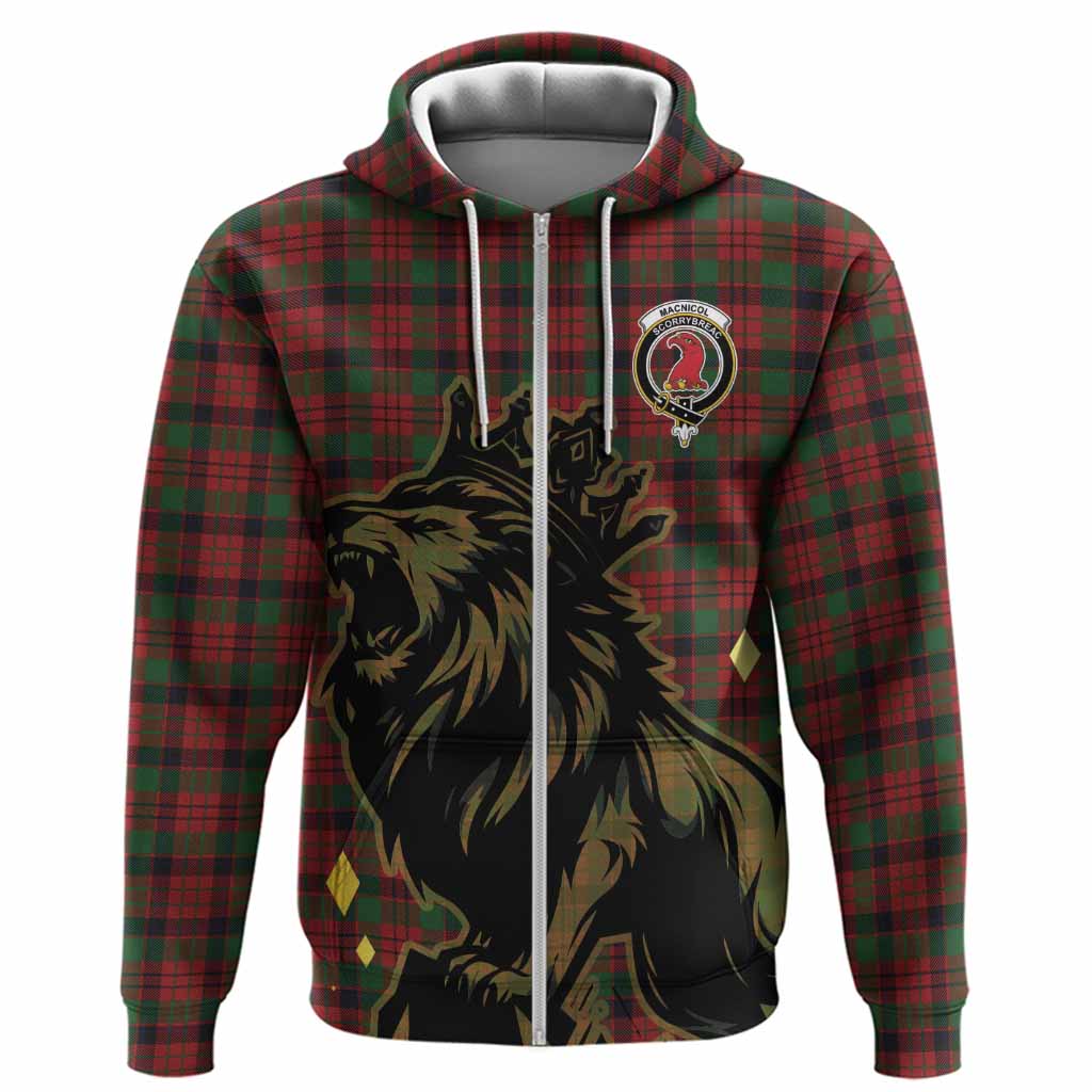 MacNicol (McNicol) Tartan Family Crest Hoodie Crowned Lion Roaring
