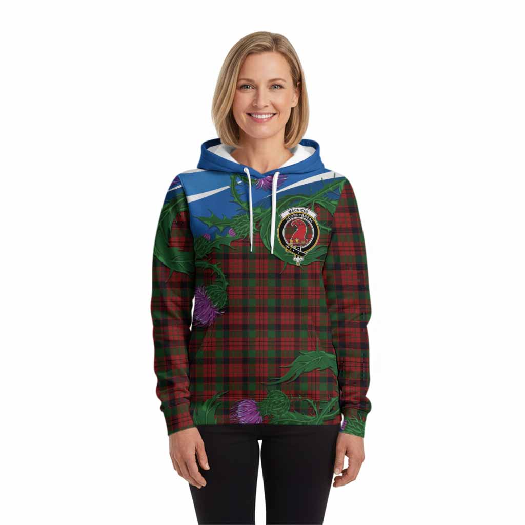 MacNicol (McNicol) Tartan Family Crest Hoodie Thistle in Minimalism