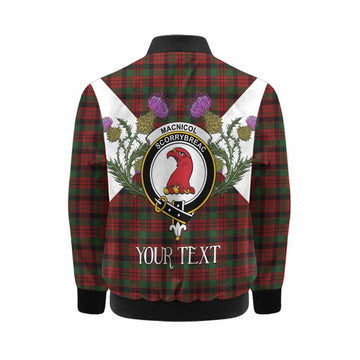 MacNicol (McNicol) Tartan Family Crest Kid Bomber Jacket Scottish Burns Night Thistle Floral
