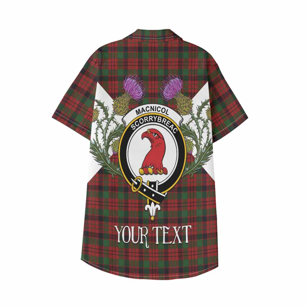 MacNicol (McNicol) Tartan Family Crest Kid Hawaiian Shirt Scottish Burns Night Thistle Floral