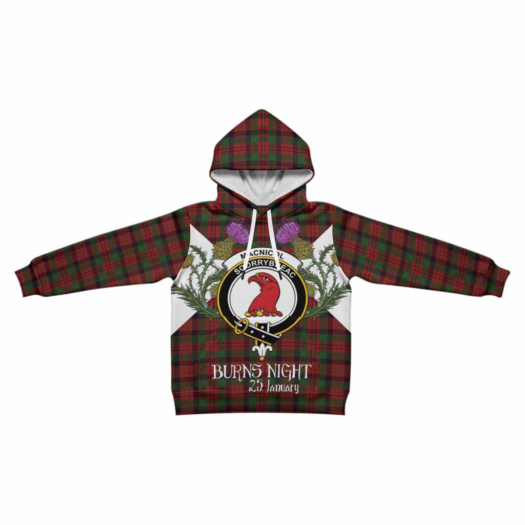 MacNicol (McNicol) Tartan Family Crest Kid Hoodie Scottish Burns Night Thistle Floral