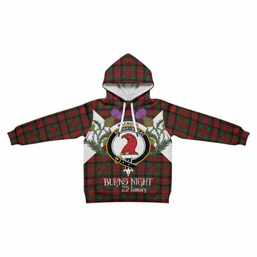 MacNicol (McNicol) Tartan Family Crest Kid Hoodie Scottish Burns Night Thistle Floral