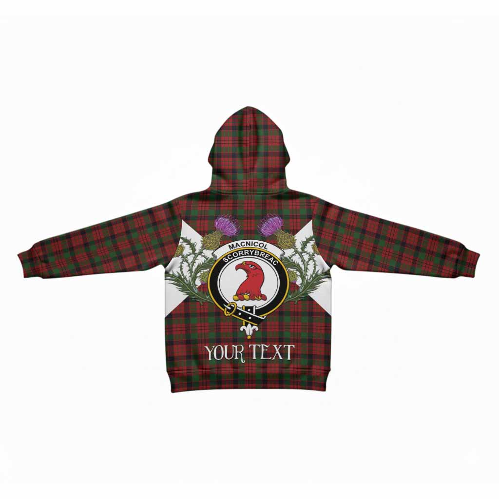 MacNicol (McNicol) Tartan Family Crest Kid Hoodie Scottish Burns Night Thistle Floral