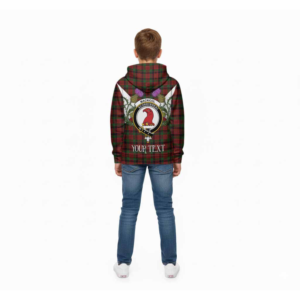 MacNicol (McNicol) Tartan Family Crest Kid Hoodie Scottish Burns Night Thistle Floral