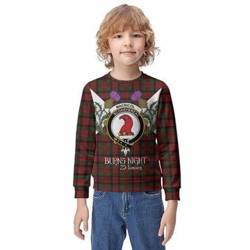MacNicol (McNicol) Tartan Family Crest Kid Knitted Sweatshirt Scottish Burns Night Thistle Floral