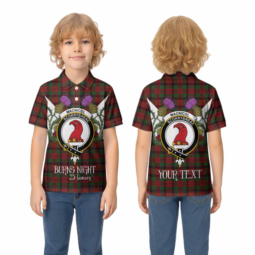 MacNicol (McNicol) Tartan Family Crest Kid Polo Shirt Scottish Burns Night Thistle Floral