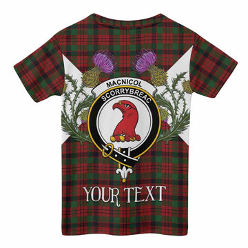 MacNicol (McNicol) Tartan Family Crest Kid T-shirt Scottish Burns Night Thistle Floral