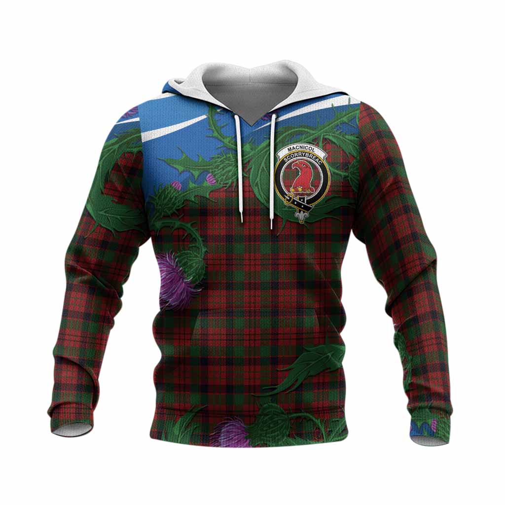 MacNicol (McNicol) Tartan Family Crest Knitted Hoodie Thistle in Minimalism