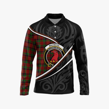 MacNicol (McNicol) Tartan Family Crest Long Sleeve Polo Shirt Celtic Scottish Thistle Floral