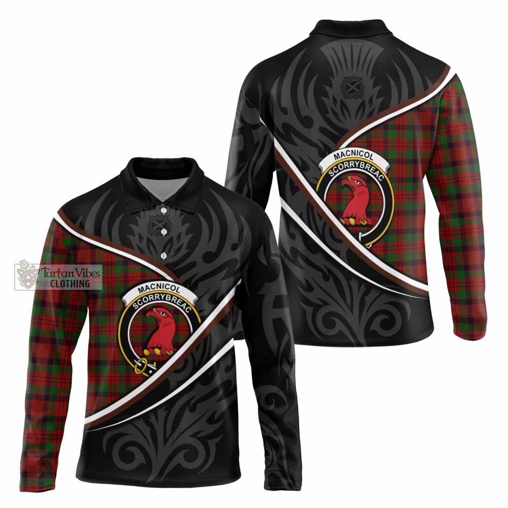 MacNicol (McNicol) Tartan Family Crest Long Sleeve Polo Shirt Celtic Scottish Thistle Floral - Tartan Vibes Clothing