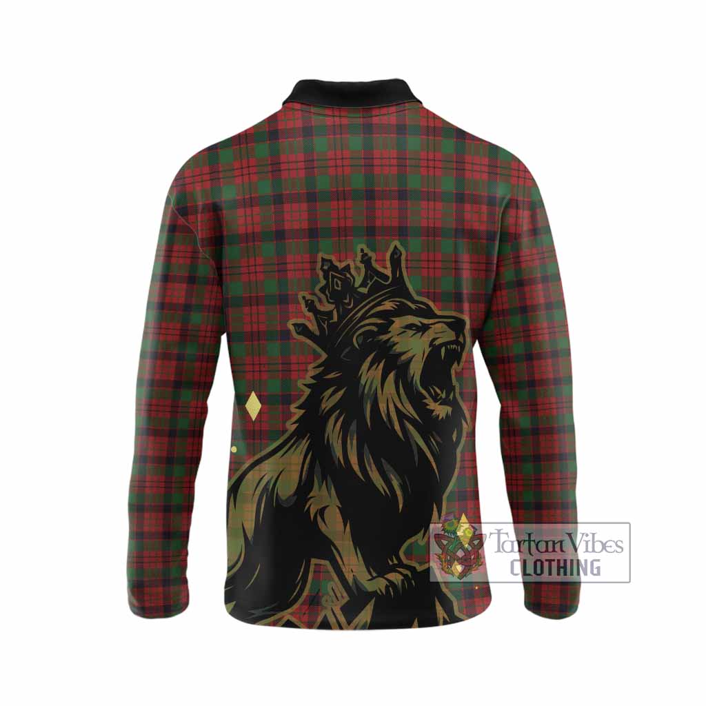 MacNicol (McNicol) Tartan Family Crest Long Sleeve Polo Shirt Crowned Lion Roaring
