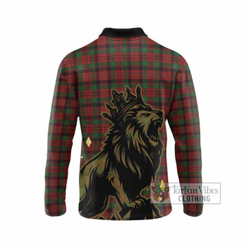 MacNicol (McNicol) Tartan Family Crest Long Sleeve Polo Shirt Crowned Lion Roaring
