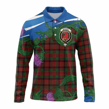 MacNicol (McNicol) Tartan Family Crest Long Sleeve Polo Shirt Thistle in Minimalism