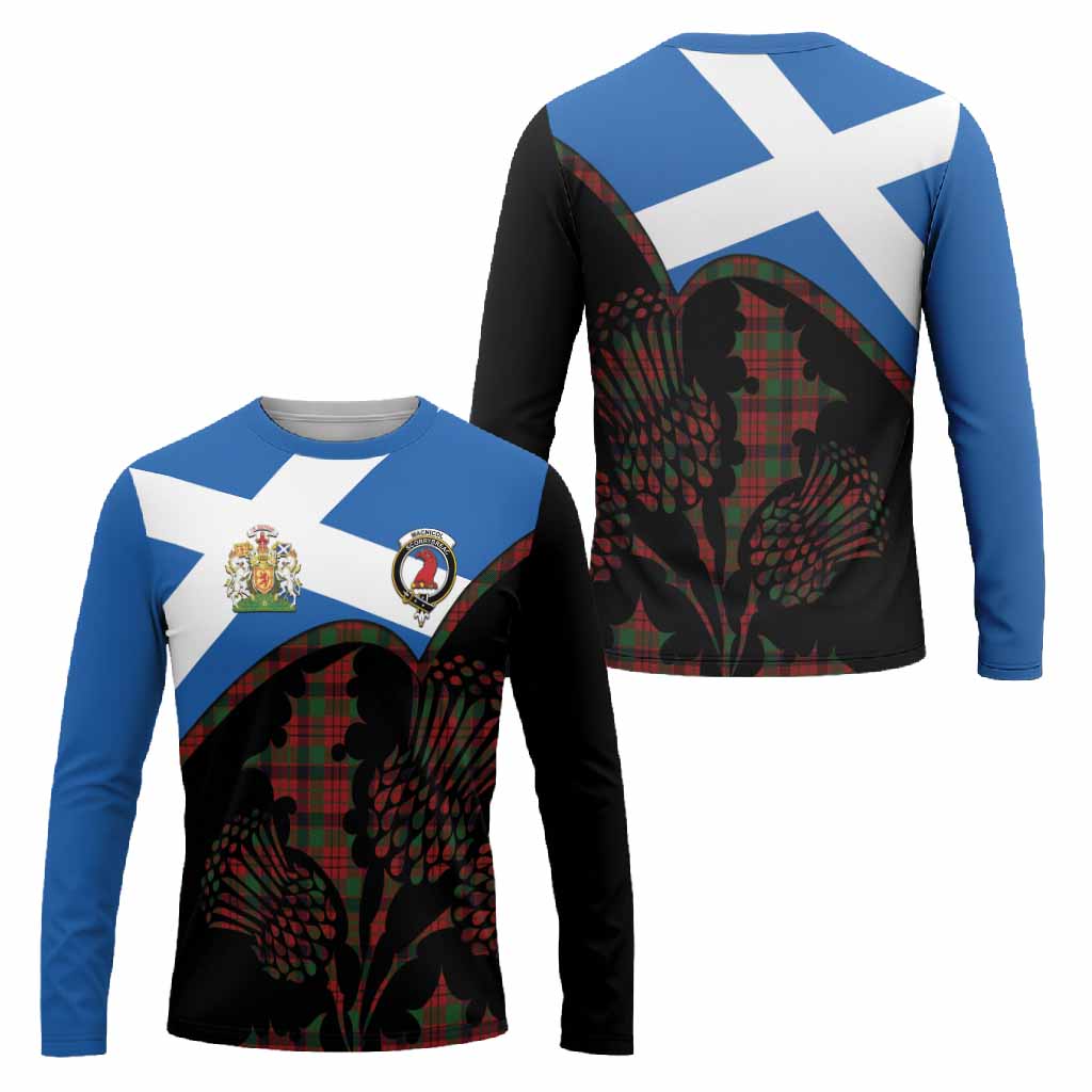 MacNicol (McNicol) Tartan Family Crest Long Sleeve T-Shirt Scotland Thistle Floral Flag Style