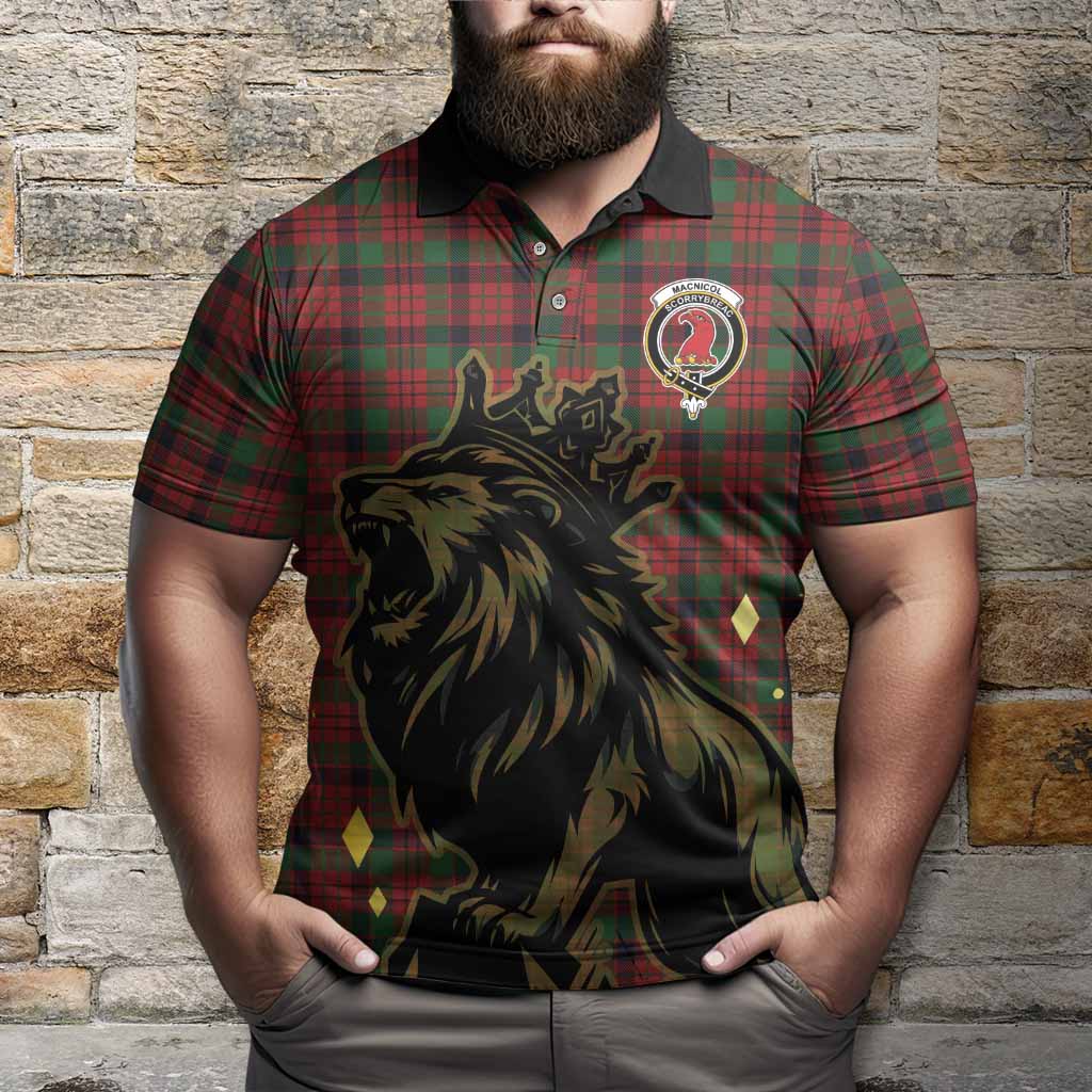 MacNicol (McNicol) Tartan Family Crest Polo Shirt Crowned Lion Roaring
