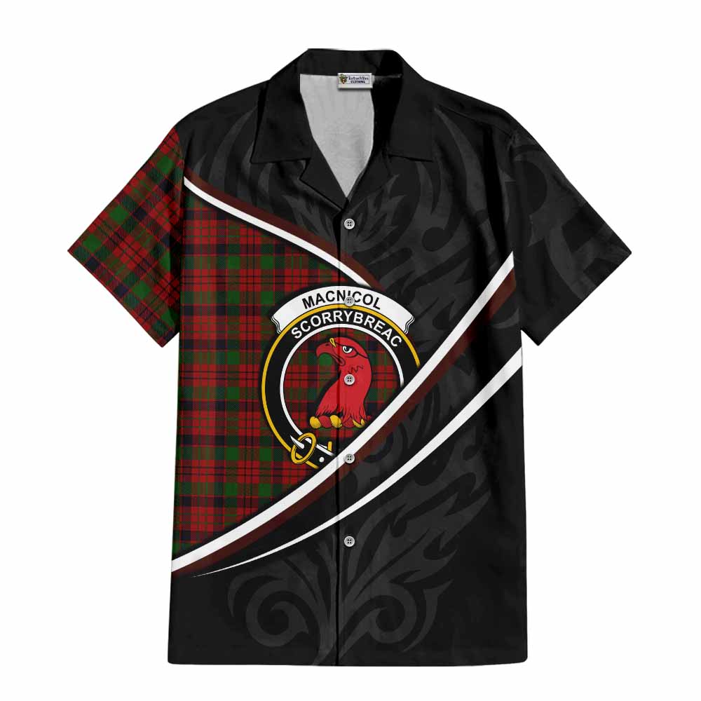 MacNicol (McNicol) Tartan Family Crest Short Sleeve Button Shirt Celtic Scottish Thistle Floral - Tartan Vibes Clothing