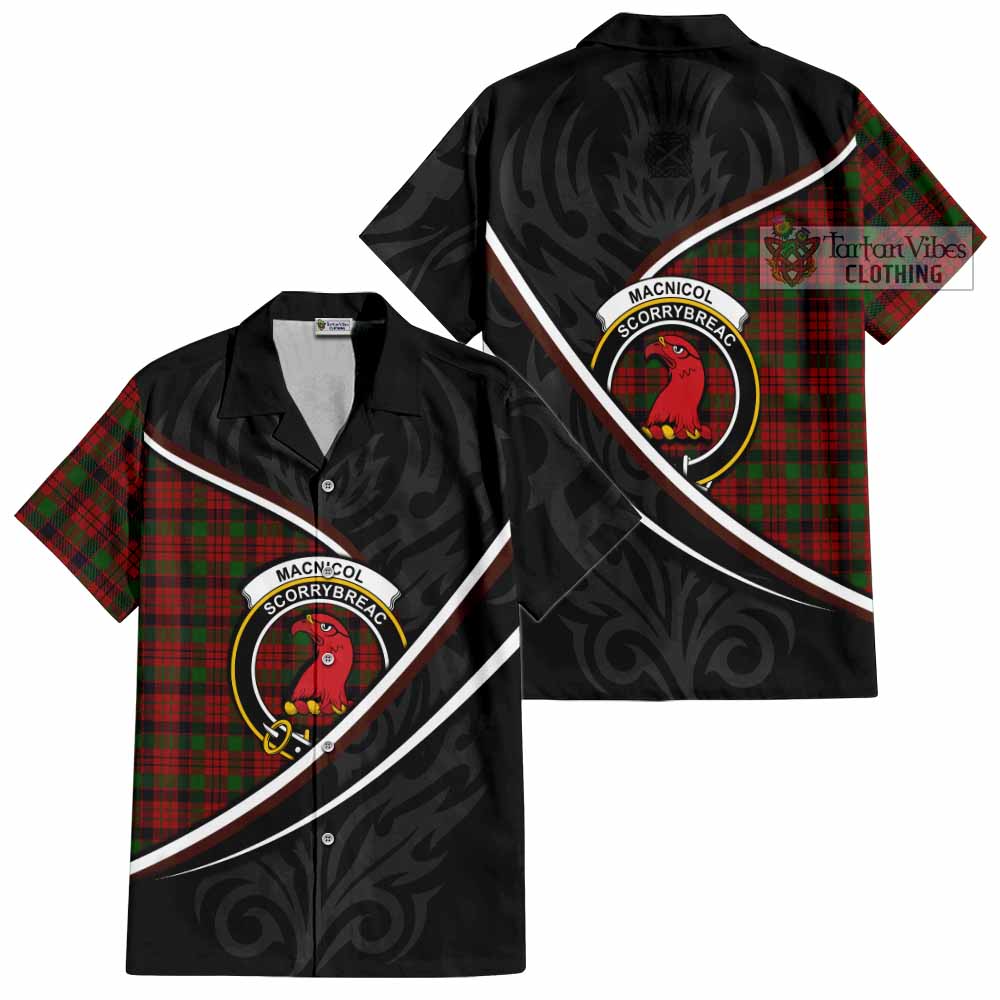 MacNicol (McNicol) Tartan Family Crest Short Sleeve Button Shirt Celtic Scottish Thistle Floral - Tartan Vibes Clothing