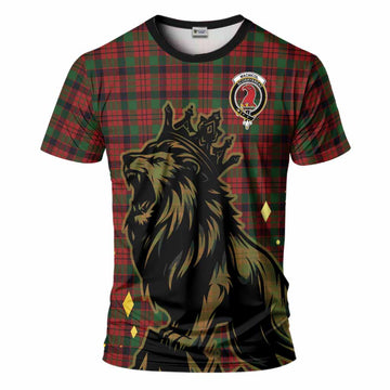MacNicol (McNicol) Tartan Family Crest T-Shirt Crowned Lion Roaring