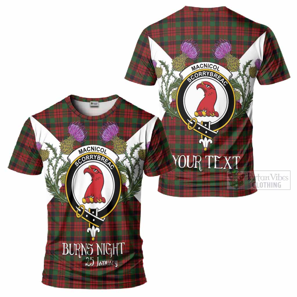 MacNicol (McNicol) Tartan Family Crest T-Shirt Scottish Burns Night Thistle Floral