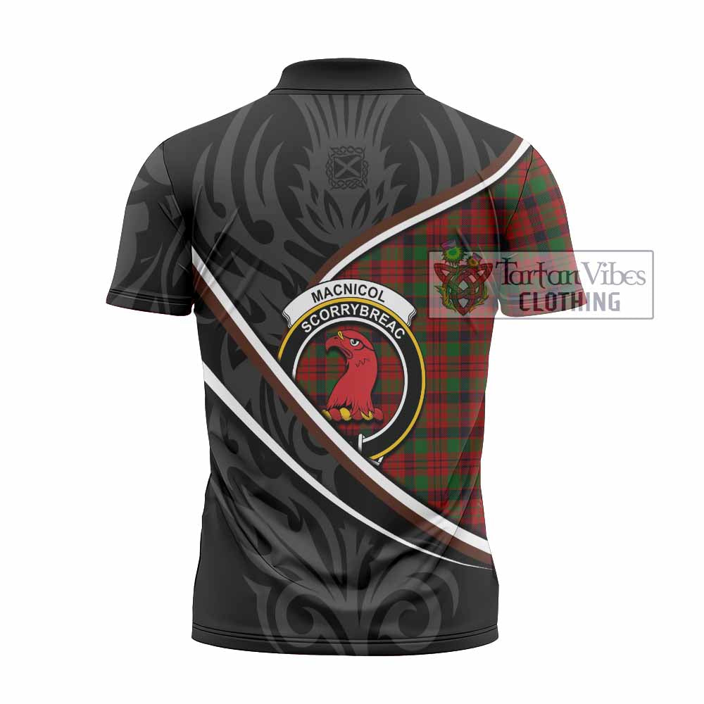 MacNicol (McNicol) Tartan Family Crest Zipper Polo Shirt Celtic Scottish Thistle Floral - Tartan Vibes Clothing