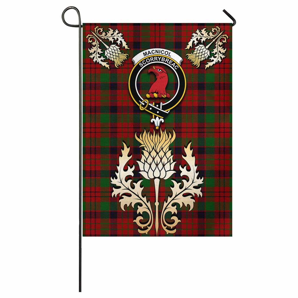 MacNicol (McNicol) Tartan Garden Flag with Golden Regal Scottish Thistle Emblem - Tartan Vibes Clothing