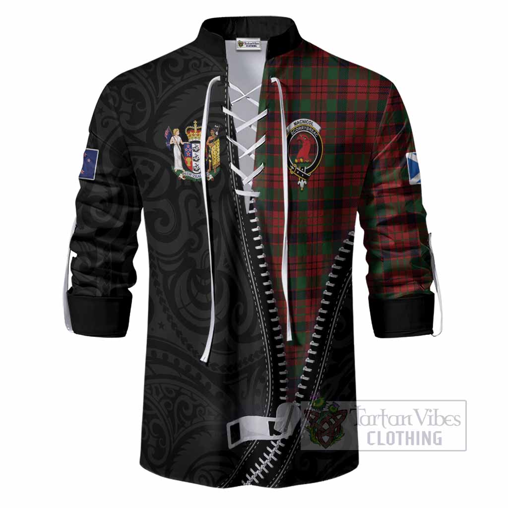MacNicol (McNicol) Tartan Ghillie Shirt New Zealand Pattern Unique Zipper Stylized