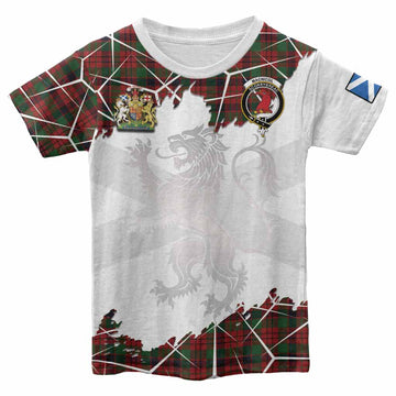 MacNicol (McNicol) Tartan Kid T-shirt with Family Crest and Lion Rampant Grunge Style