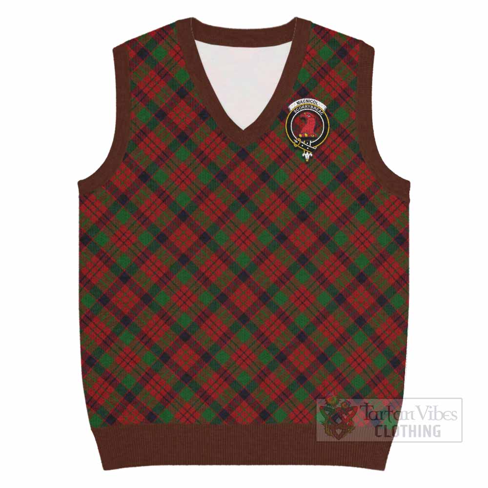 MacNicol (McNicol) Tartan Knitted V-Neck Vest with Family Crest Cross Style