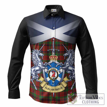 MacNicol (McNicol) Tartan Long Sleeve Button Shirts Alba Gu Brath Unicorn Crest