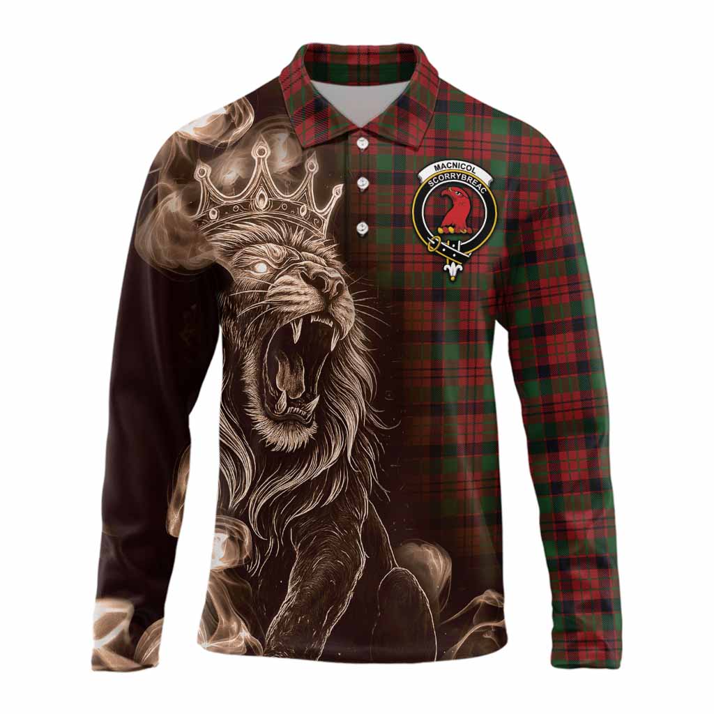 MacNicol (McNicol) Tartan Long Sleeve Polo Shirt Roaring Lion Heritage
