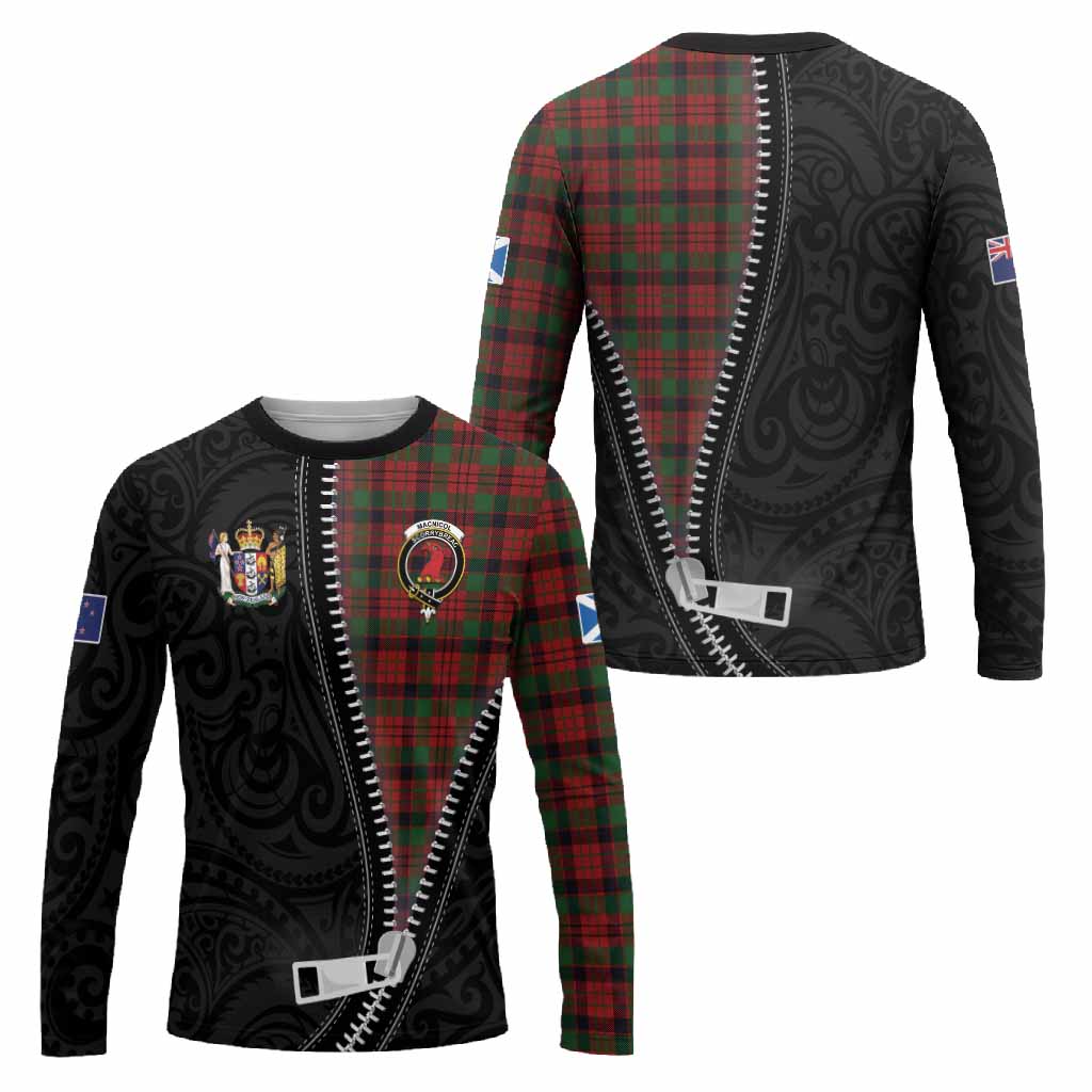 MacNicol (McNicol) Tartan Long Sleeve T-Shirt New Zealand Pattern Unique Zipper Stylized