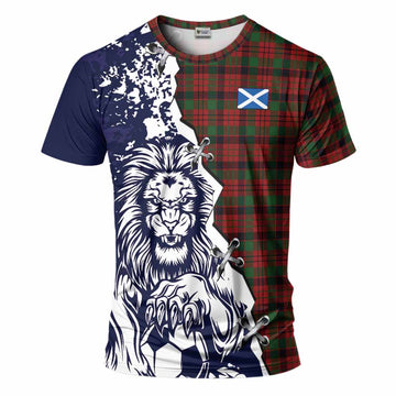 MacNicol (McNicol) Tartan Scottish T-Shirt Angry Lion With Soccer Ball Style