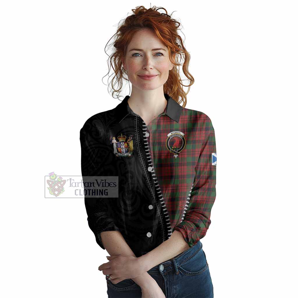 MacNicol (McNicol) Tartan Women Casual Shirt New Zealand Pattern Unique Zipper Stylized