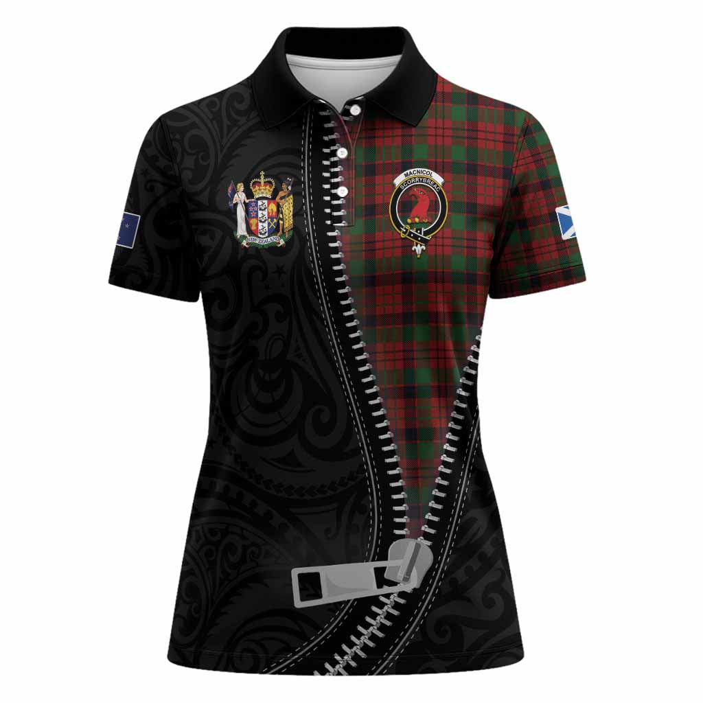 MacNicol (McNicol) Tartan Women Polo Shirt New Zealand Pattern Unique Zipper Stylized