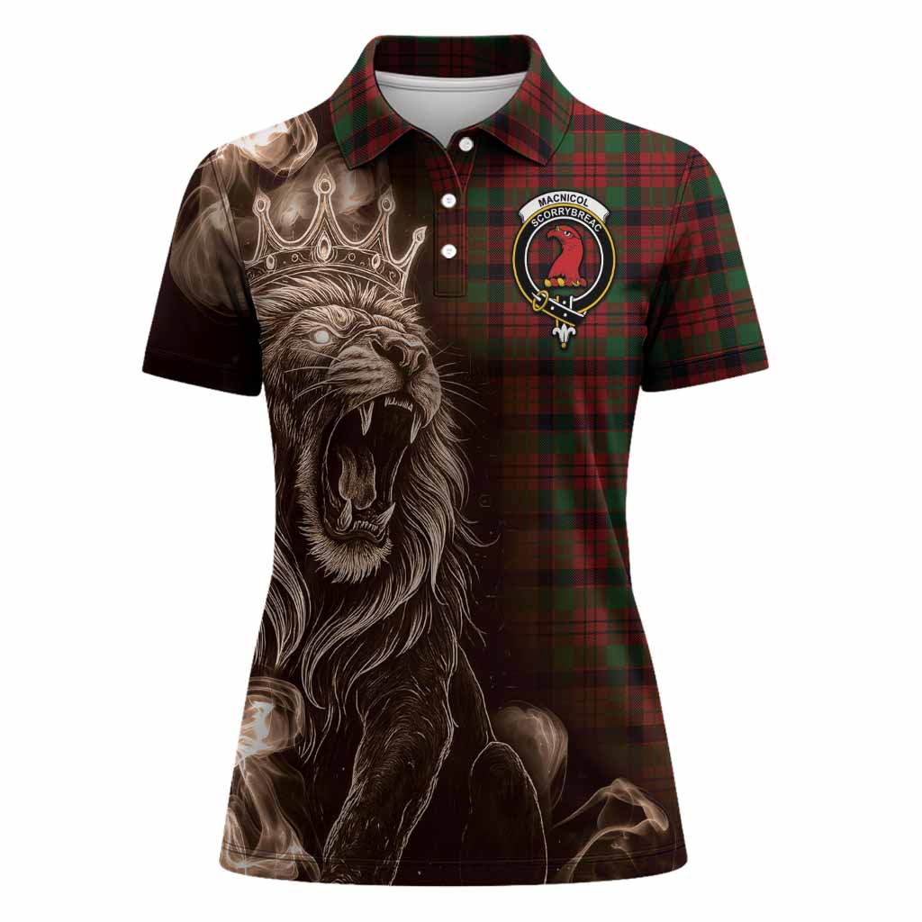 MacNicol (McNicol) Tartan Women Polo Shirt Roaring Lion Heritage