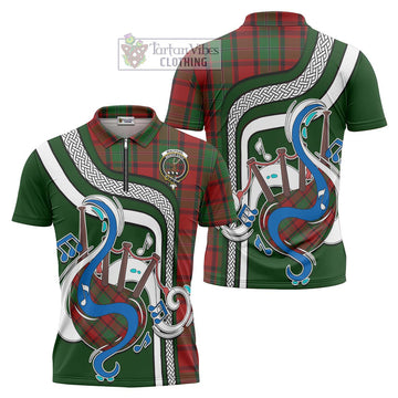 MacPhail (McPhail) Tartan Zipper Polo Shirt with Epic Bagpipe Style