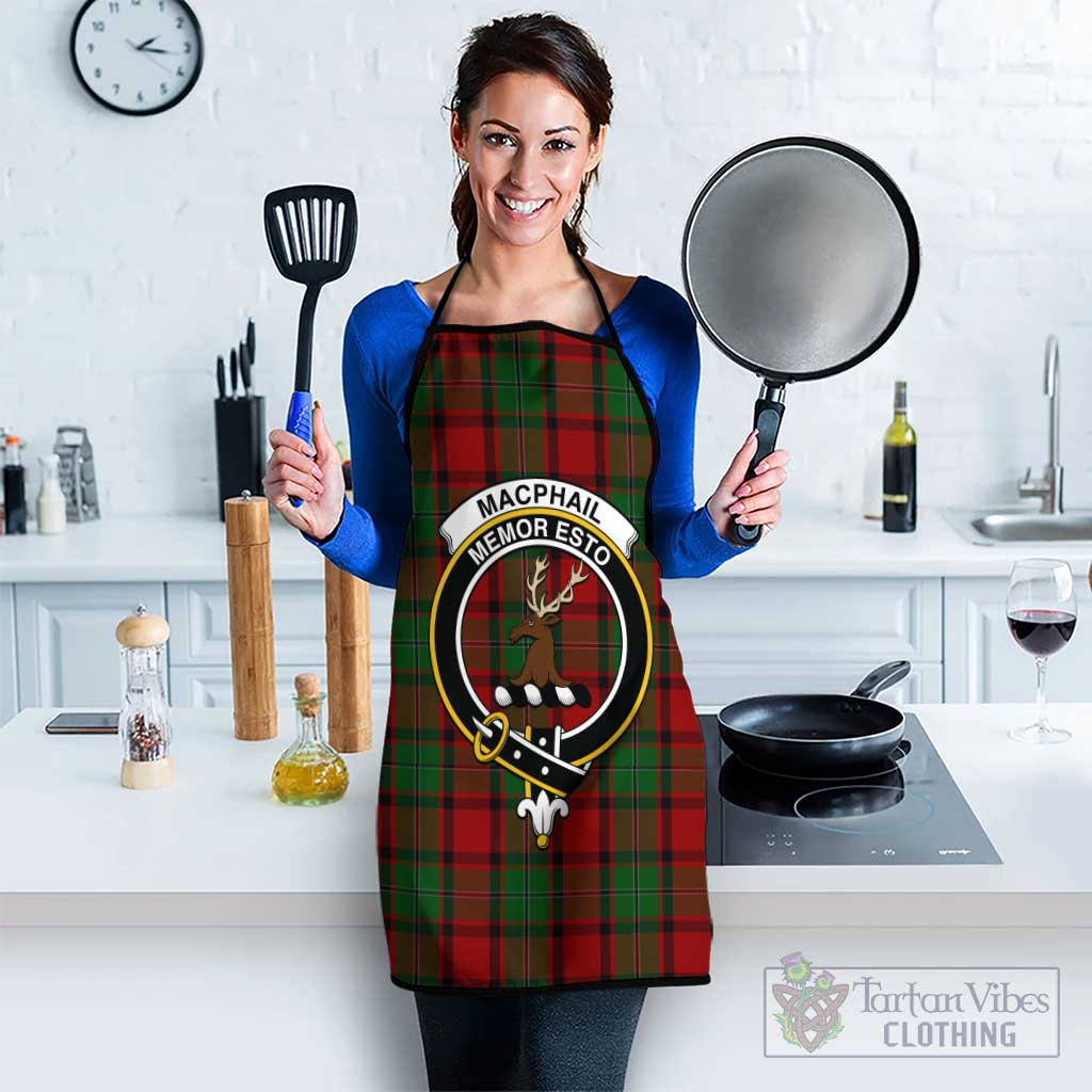 MacPhail (McPhail) Tartan Apron with Family Crest Black S 38x47 cm - Tartan Vibes Clothing
