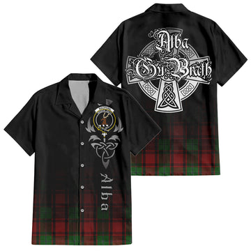 Tartan Vibes Clothing MacPhail Tartan Short Sleeve Button Up Featuring Alba Gu Brath Family Crest Celtic Inspired