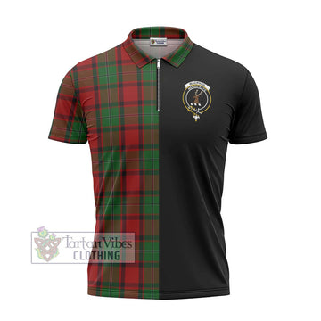 MacPhail (McPhail) Tartan Zipper Polo Shirt with Family Crest and Half Of Me Style