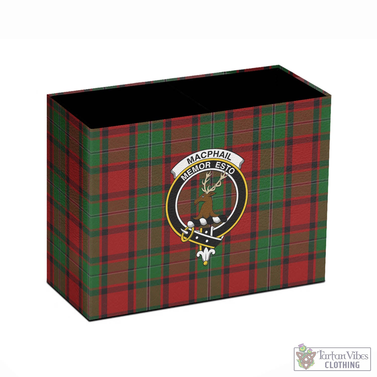Tartan Vibes Clothing MacPhail Tartan Pen Holder with Family Crest