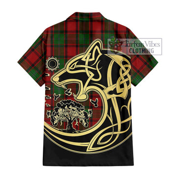 MacPhail (McPhail) Tartan Short Sleeve Button Shirt with Family Crest Celtic Wolf Style - Tartan Vibes Clothing